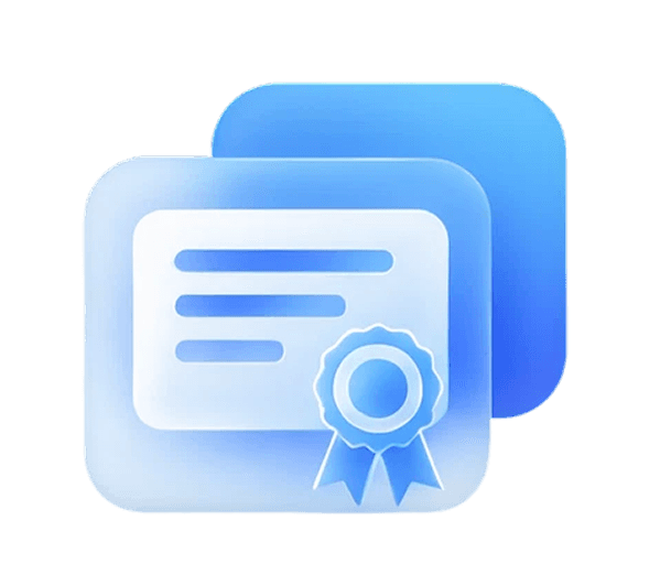 Course completion certificate icon